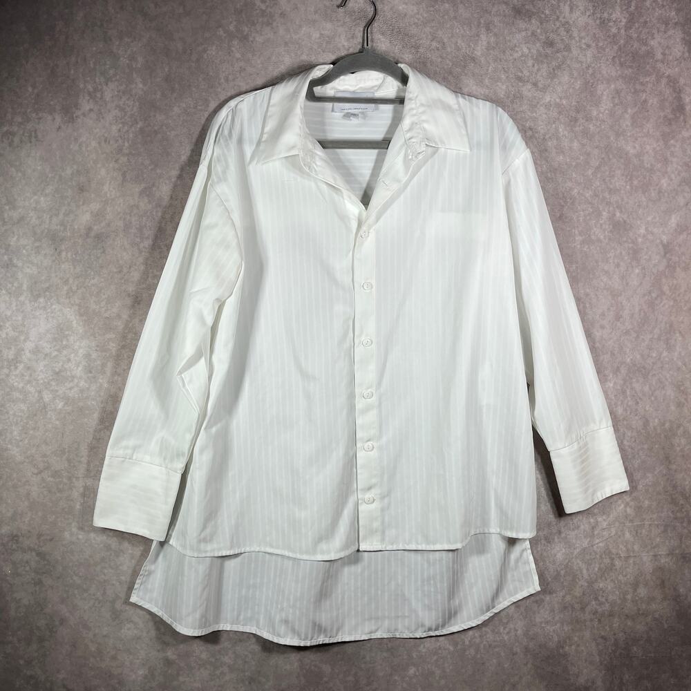 The Fifth Label Blouse Womens Medium White Striped Button Up Casual Travel Work